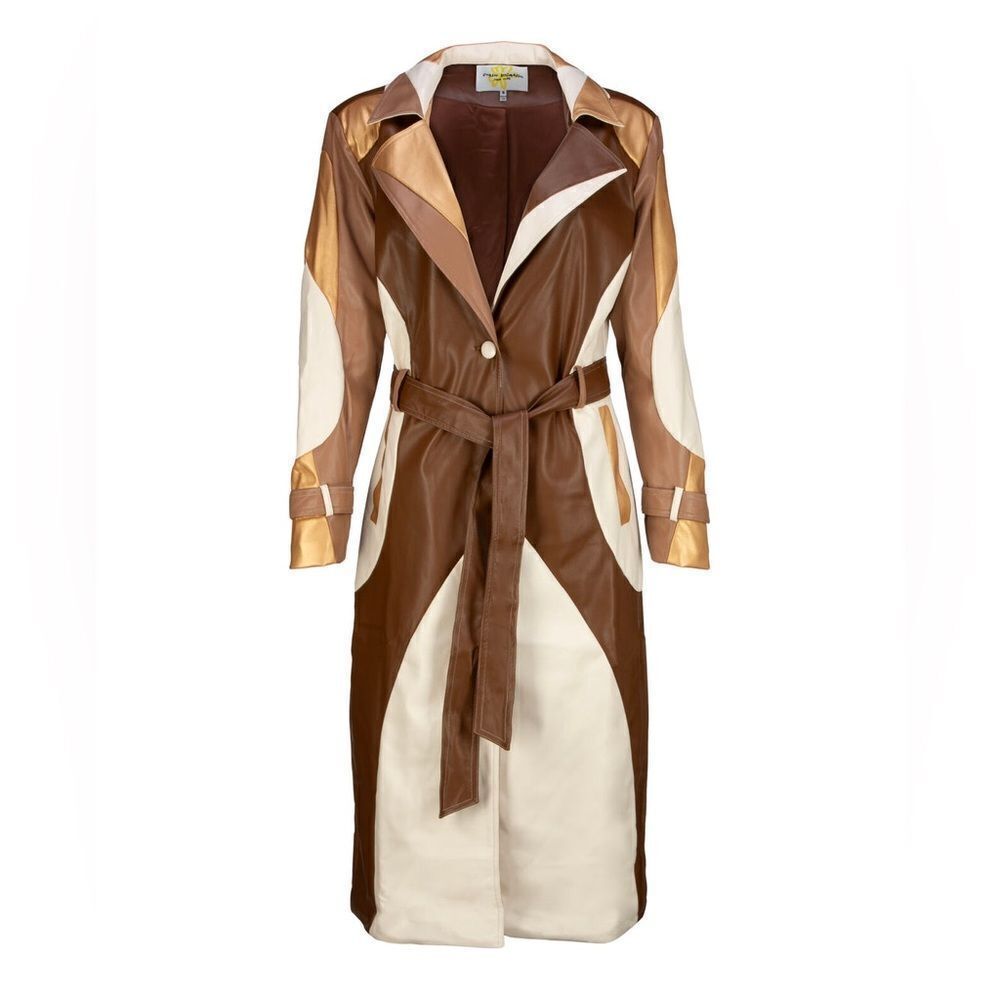 Francine Patched Trench Coat/  vegan Leather size S